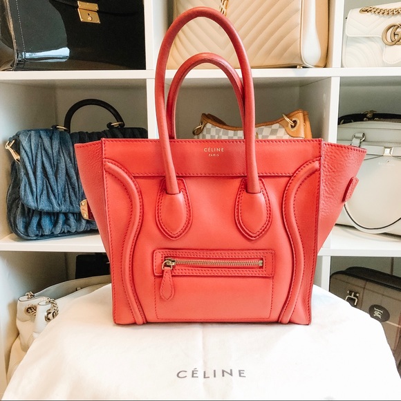 Celine Handbags - Celine Luggage Micro Shopper, Red